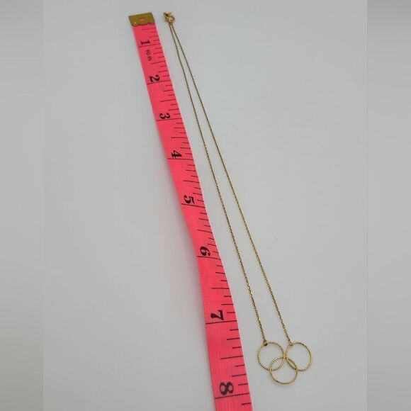 Gold over sterling necklace, 3 rings - Picture 5 of 5